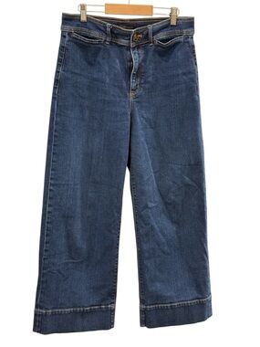Ann Taylor Dark Blue Wide-Leg Crop Jeans